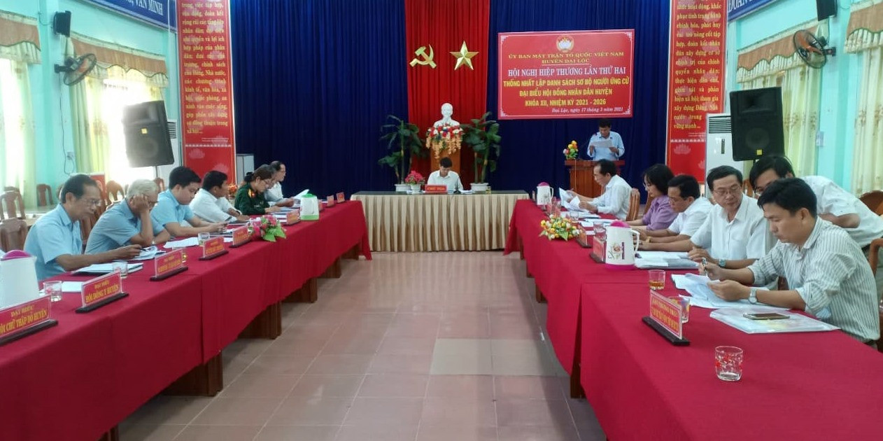 Ủy ban MTTQ Việt Nam huyện Đại Lộc hội nghị hiệp thương lần thứ 2 chuẩn bị công tác bầu cử đại biểu Quốc Hội và HĐND các cấp. Ảnh: H.L