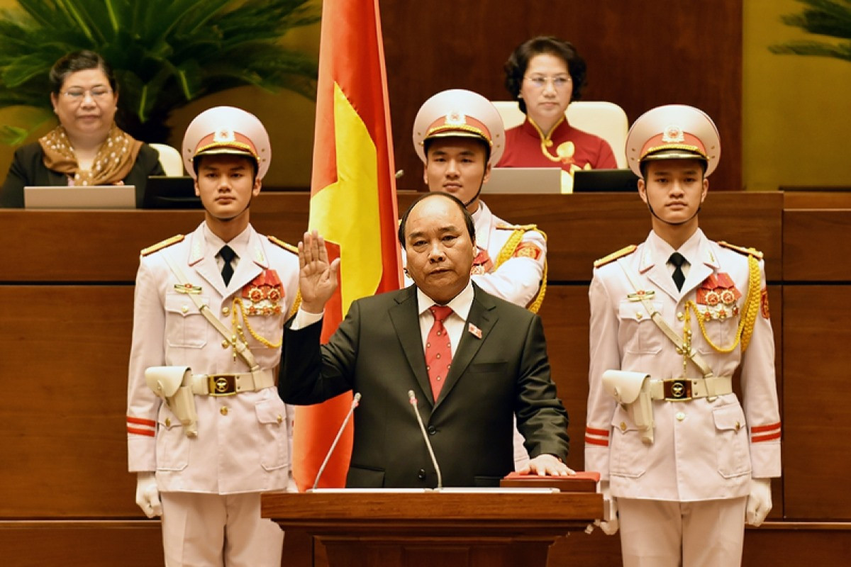 Thủ tướng Nguyễn Xuân Phúc tuyên thệ nhậm chức năm 2016. (Ảnh: VGP)