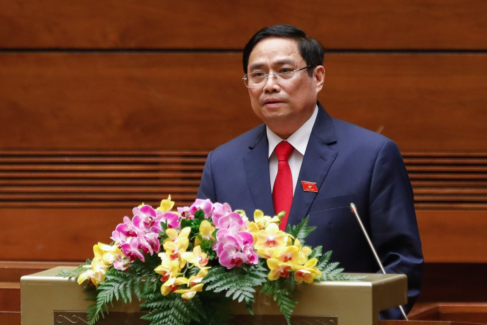 Thủ tướng Chính phủ Phạm Minh Chính phát biểu nhậm chức. Ảnh: VGP/Nhật Bắc