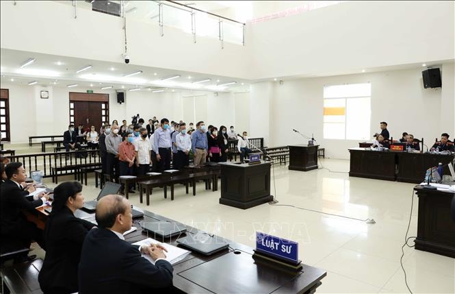 Các bị cáo tại phiên tòa. Ảnh: Phạm Kiên/TTXVN