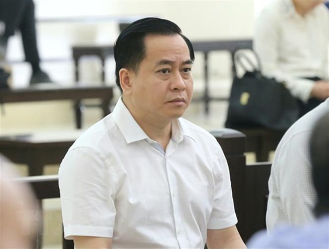 Bị cáo Phan Văn Anh Vũ (sinh năm 1975, Chủ tịch Hội đồng quản trị Công ty cổ phần Xây dựng 79, Công ty cổ phần Bắc Nam 79) tại phiên tòa ngày 9-5-2020. (Ảnh: Doãn Tấn/TTXVN)