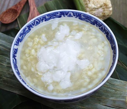 The soup is made from the local corns, so it has a different flavour. It is enjoyed with coconut milk.