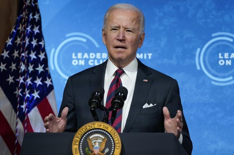 Tổng thống Mỹ Joe Biden chủ trì hội nghị thượng đình trực tuyến về biển đổi khí hậu. Ảnh: AP