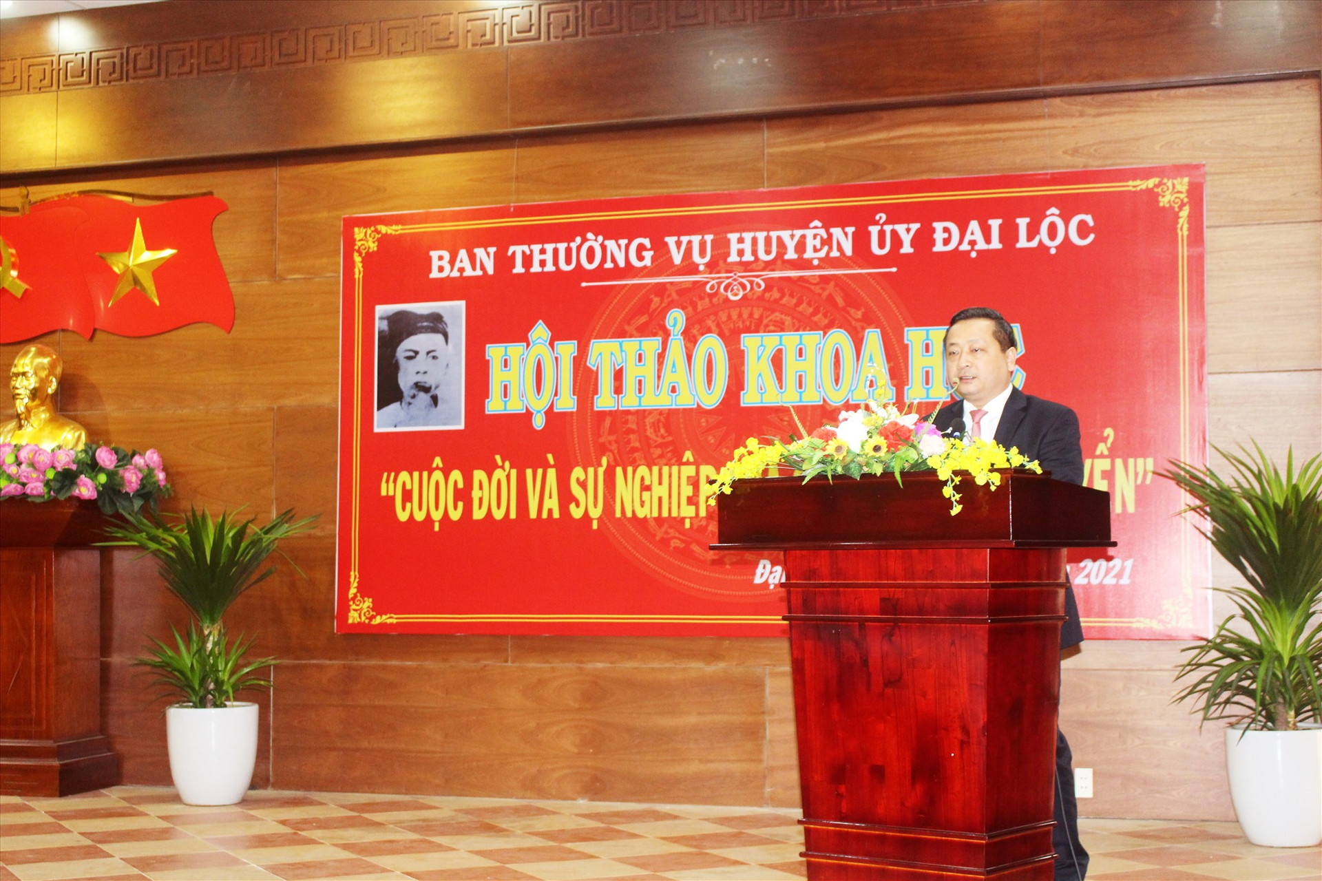Ông Nguyễn Hảo - Bí thư Huyện ủy Đại Lộc phát biểu tại hội thảo. Ảnh: HOÀNG LIÊN