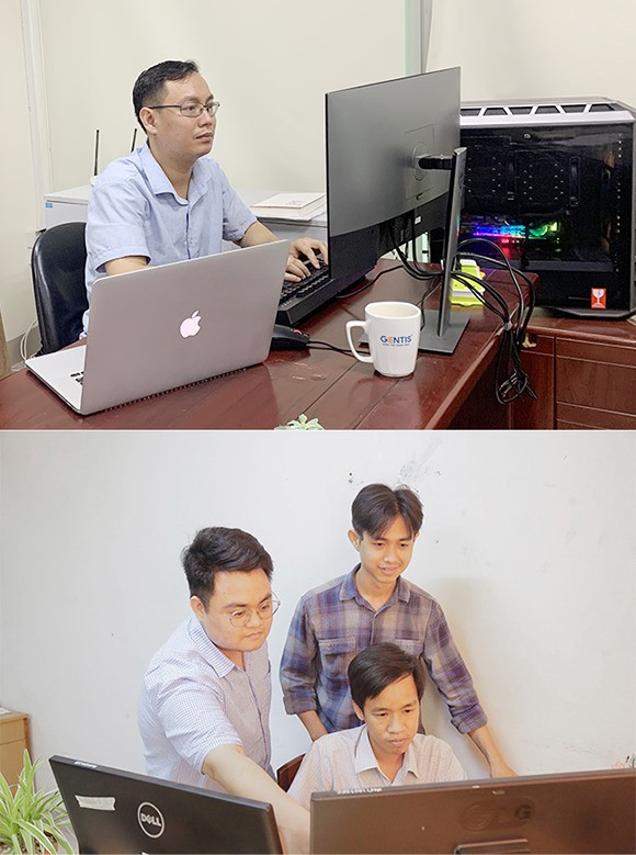 TS.Dương Tuấn Linh (ảnh trên) cùng nhóm nghiên cứu Trung tâm CSE ĐH Duy Tân nghiên cứu thử nghiệm ứng dụng. Ảnh XL