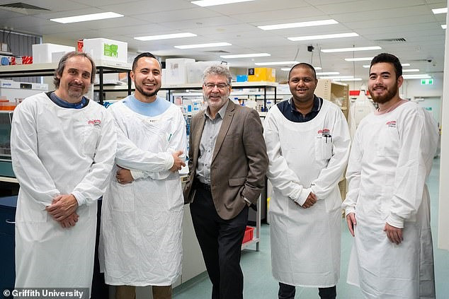 Các nhà nghiên cứu về kháng vi-rút Covid-19 của Đại học Griffith, Australia. Ảnh: @Griffith University