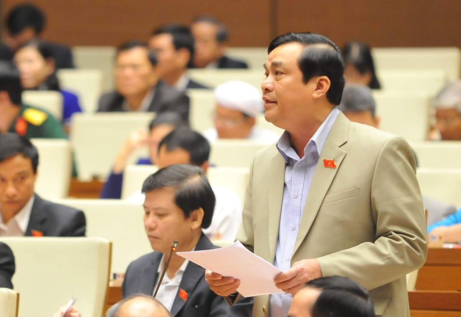Trưởng đoàn Đại biểu Quốc hội tỉnh Phan Việt Cường trong một lần phát biểu tại diễn đàn Quốc hội. Ảnh: T.S