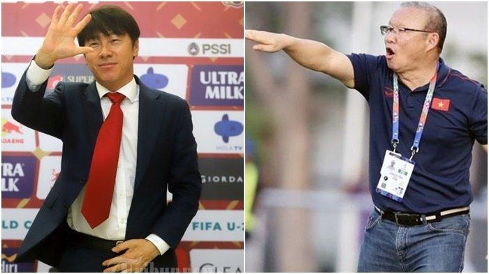 Chú thích ảnh Màn so tài thú vị giữa 2 chiến lược gia người Hàn Quốc Park Hang-seo và Shin Tae-yong. Ảnh: TTVH.