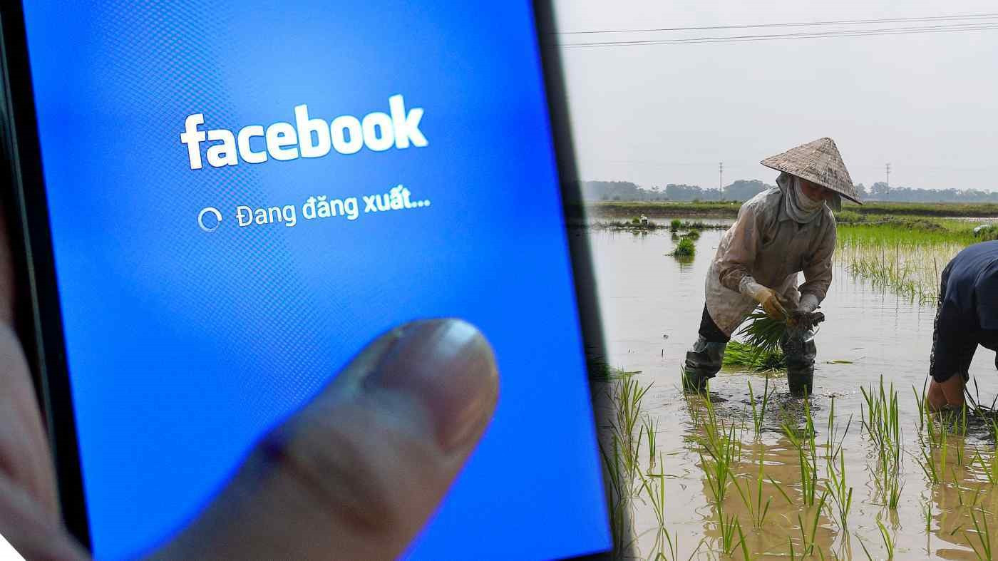 Facebook tìm cơ hội tăng trưởng ở người dùng nông thôn Việt Nam. (Ảnh: Nikkei)