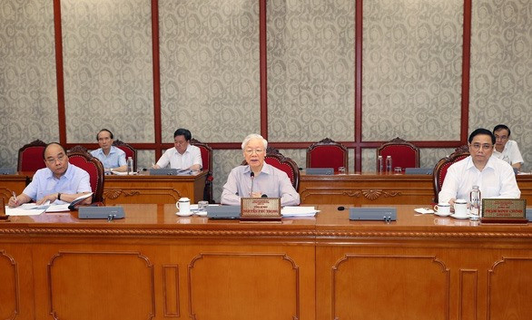 Tổng Bí thư Nguyễn Phú Trọng phát biểu kết luận cuộc họp - Ảnh: TTXVN