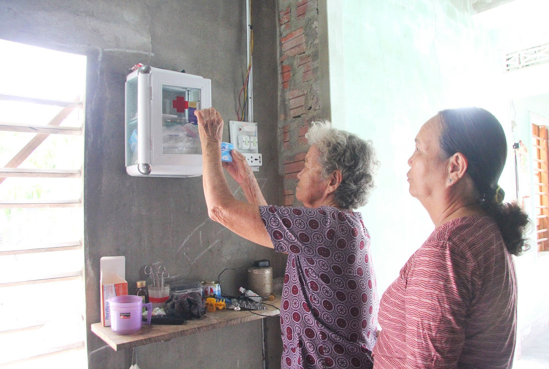 CLB gia đình hạnh phúc thôn Phú Khê xây dựng mô hình tủ thuốc y tế gia đình cho các hộ dân trên địa bàn xã Tam Xuân 2. Ảnh: H.Q