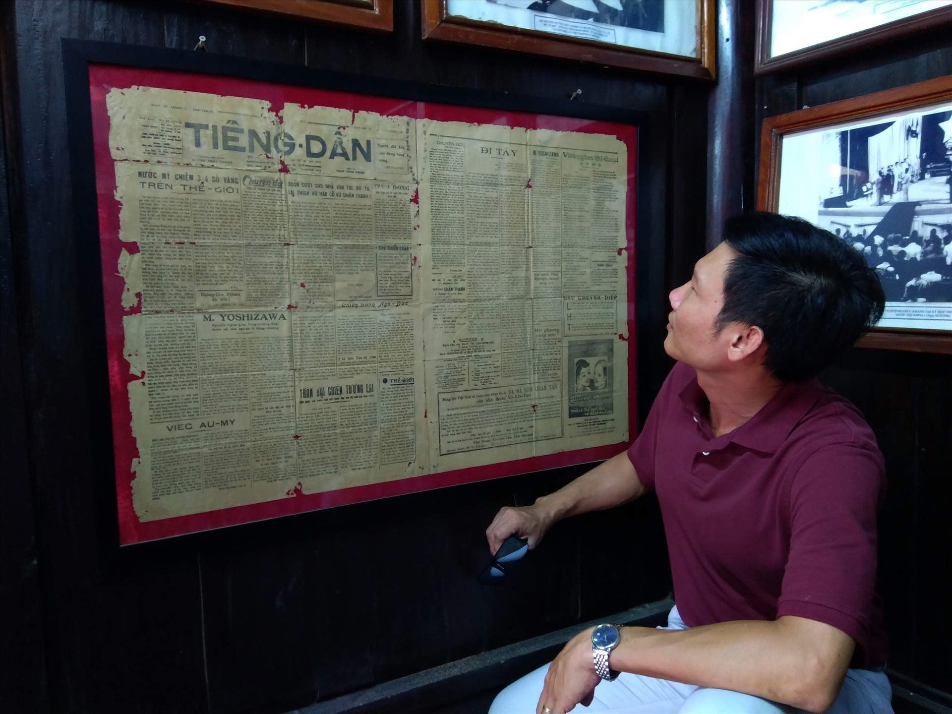Tờ báo Tiếng Dân - kỷ vật trưng bày tại Nhà lưu niệm cụ Huỳnh Thúc Kháng ở Tiên Phước. Ảnh: LÊ VŨ