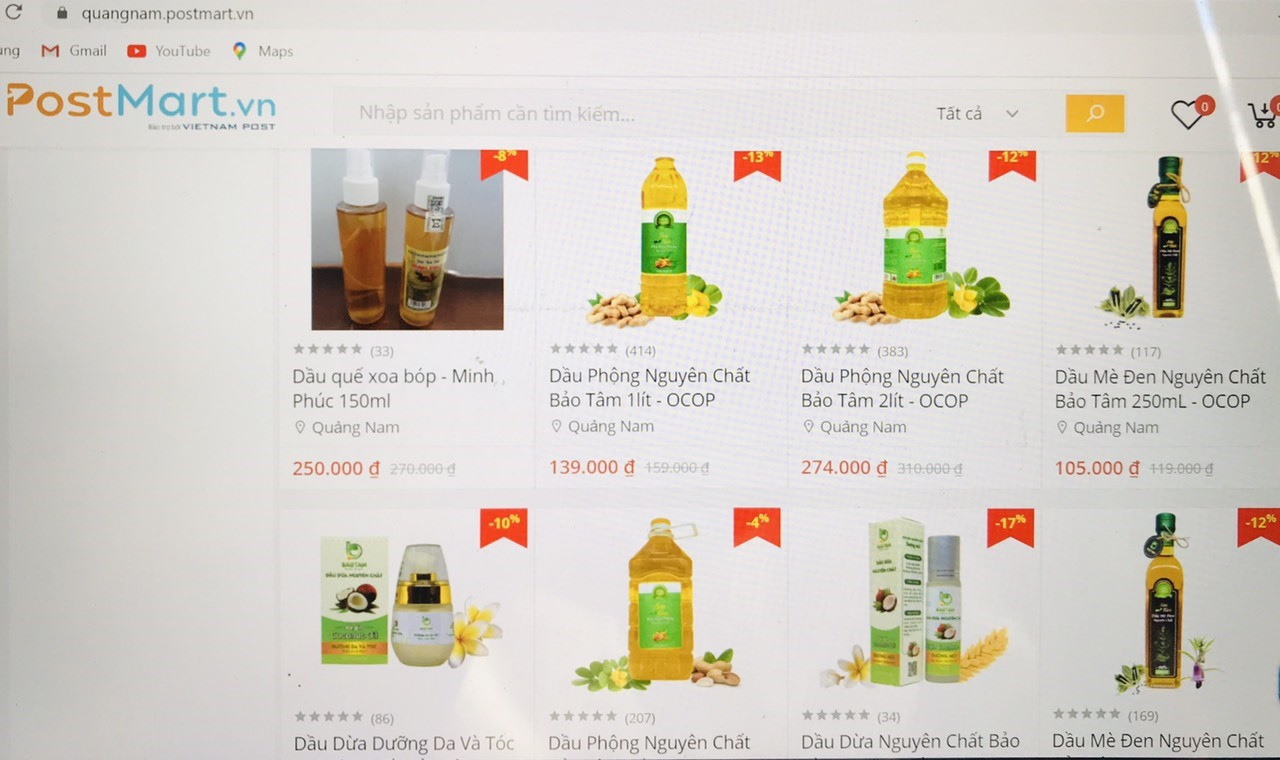 Nhiều sản phẩm OCOP Quảng Nam đã lên Sàn thương mại điện tử postmart. Ảnh: V.A