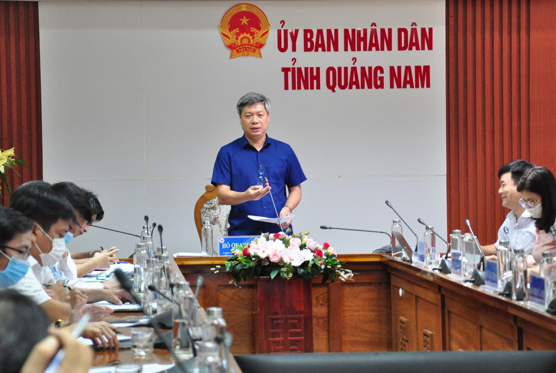 Phó Chủ tịch UBND tỉnh Hồ Quang Bửu phát biểu tại hội nghị chuyển đổi số vào cuối tuần qua. Ảnh: VINH ANH