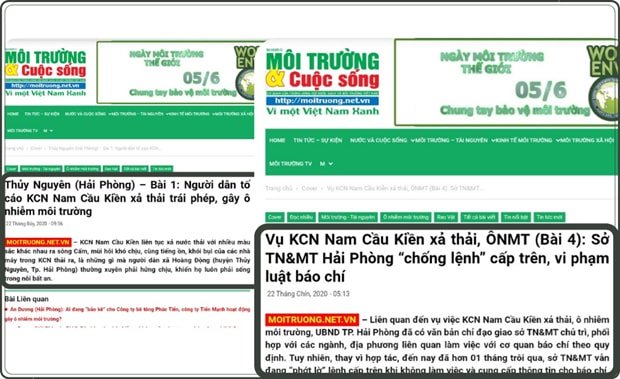 Thông tin sai sự thật của Tạp chí Môi trường và Cuộc sống về Khu công nghiệp Nam Cầu Kiền. (Nguồn: Thanhphohaiphong.gov.vn)