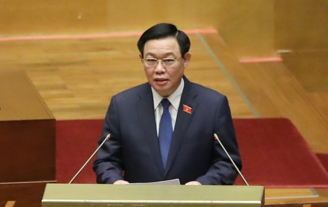 Chủ tịch Quốc hội Vương Đình Huệ phát biểu nhậm chức.