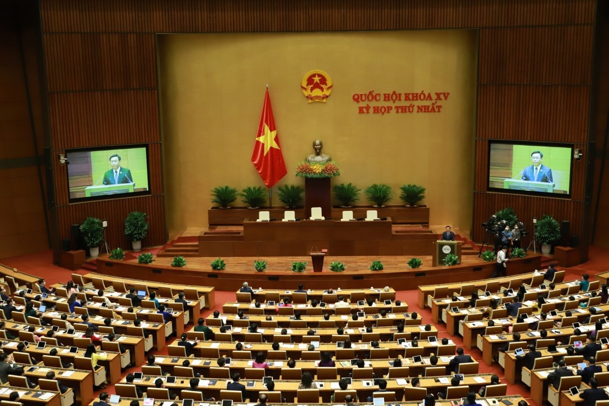 Quốc hội nghe ông Vương Đình Huệ phát biểu nhậm chức.