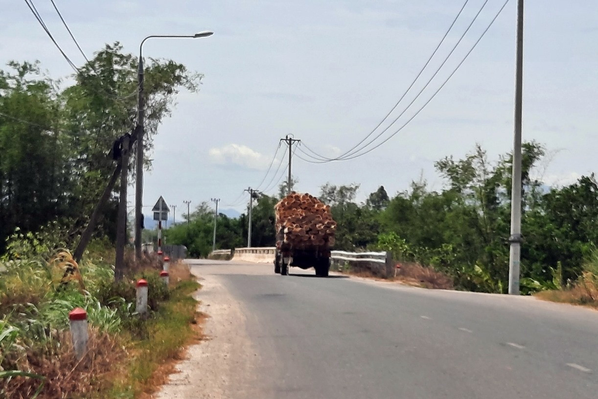 Vẫn còn nhiều trường hợp ô tô chở quá tải lưu thông trên địa bàn huyện Phú Ninh. Ảnh: H.Đ
