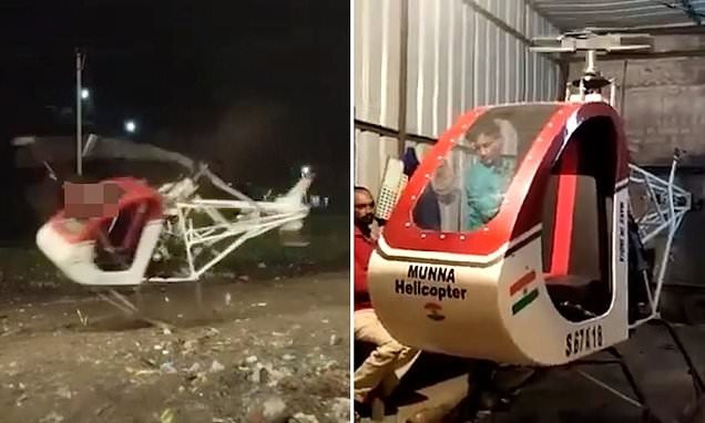 Hình ảnh chiếc trực thăng của Sheikh Ismail gặp sự cố khi bay thử. Ảnh: Daily Mail
