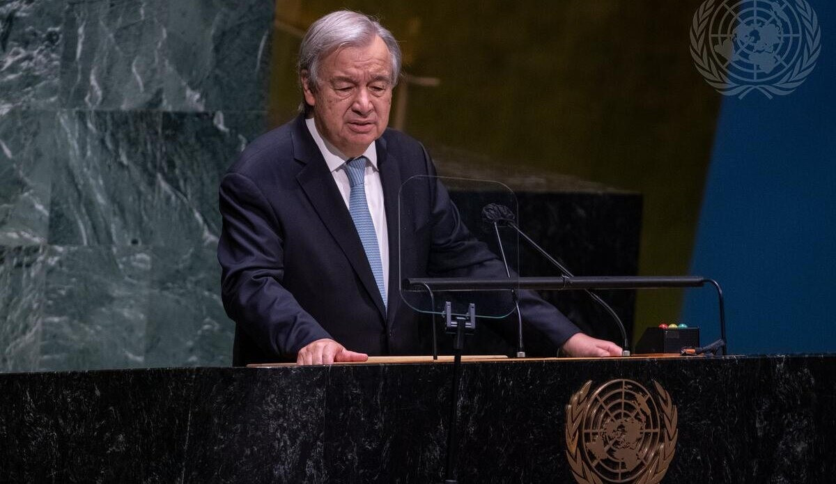 Tổng Thư ký Liên hiệp quốc António Guterres phát biểu tại lễ khai mạc Tuần lễ cấp cao kỳ họp Đại hội đồng Liên hiệp quốc khóa 76 tại New York, Mỹ. Ảnh: UN