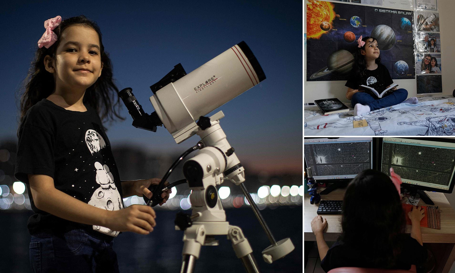 Nhà thiên văn học năm nay 8 tuổi Nicole Oliveira. Ảnh: Dailymail