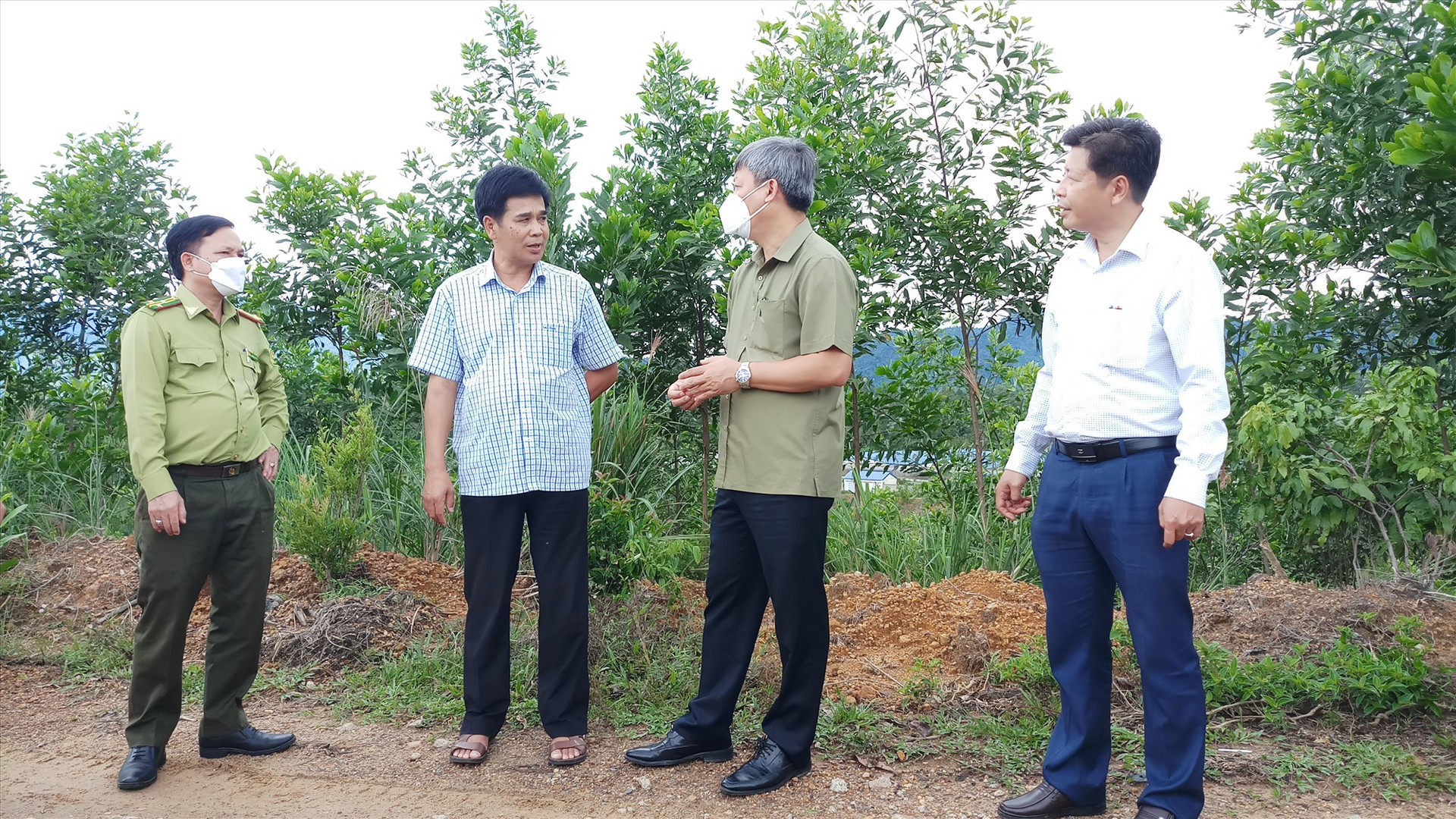 Kiểm tra đất lâm nghiệp trồng cao su sau thời gian bỏ hoang đã bị người dân lấn chiếm, Phó Chủ tịch UBND tỉnh Hồ Quang Bửu yêu cầu địa phương cần có phương án giải quyết cụ thể theo quy định của pháp luật. Ảnh: A.N