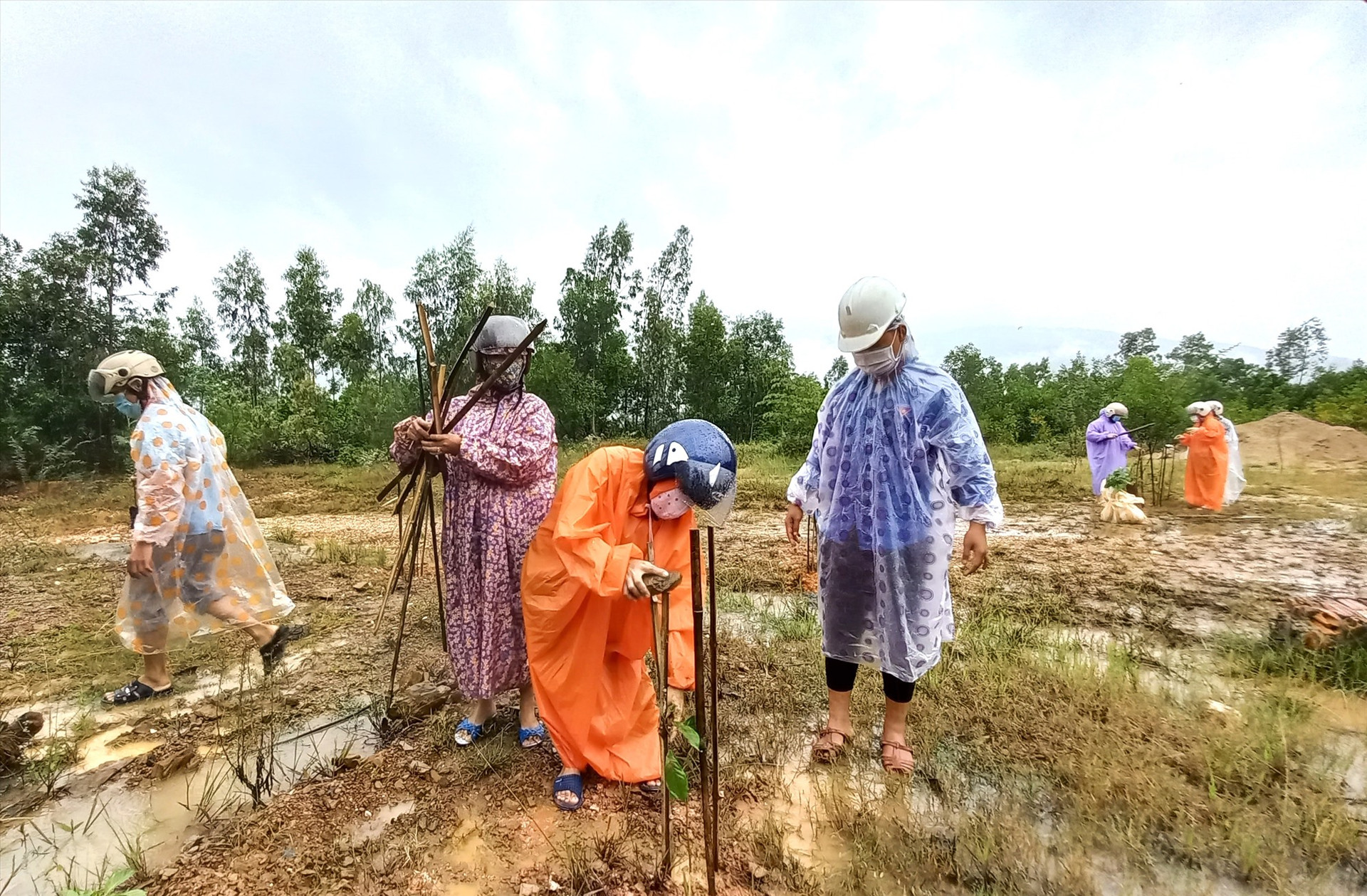 Hội viên nông dân xã Đại Đồng ra quân trồng 300 cây thân gỗ. Ảnh: CT