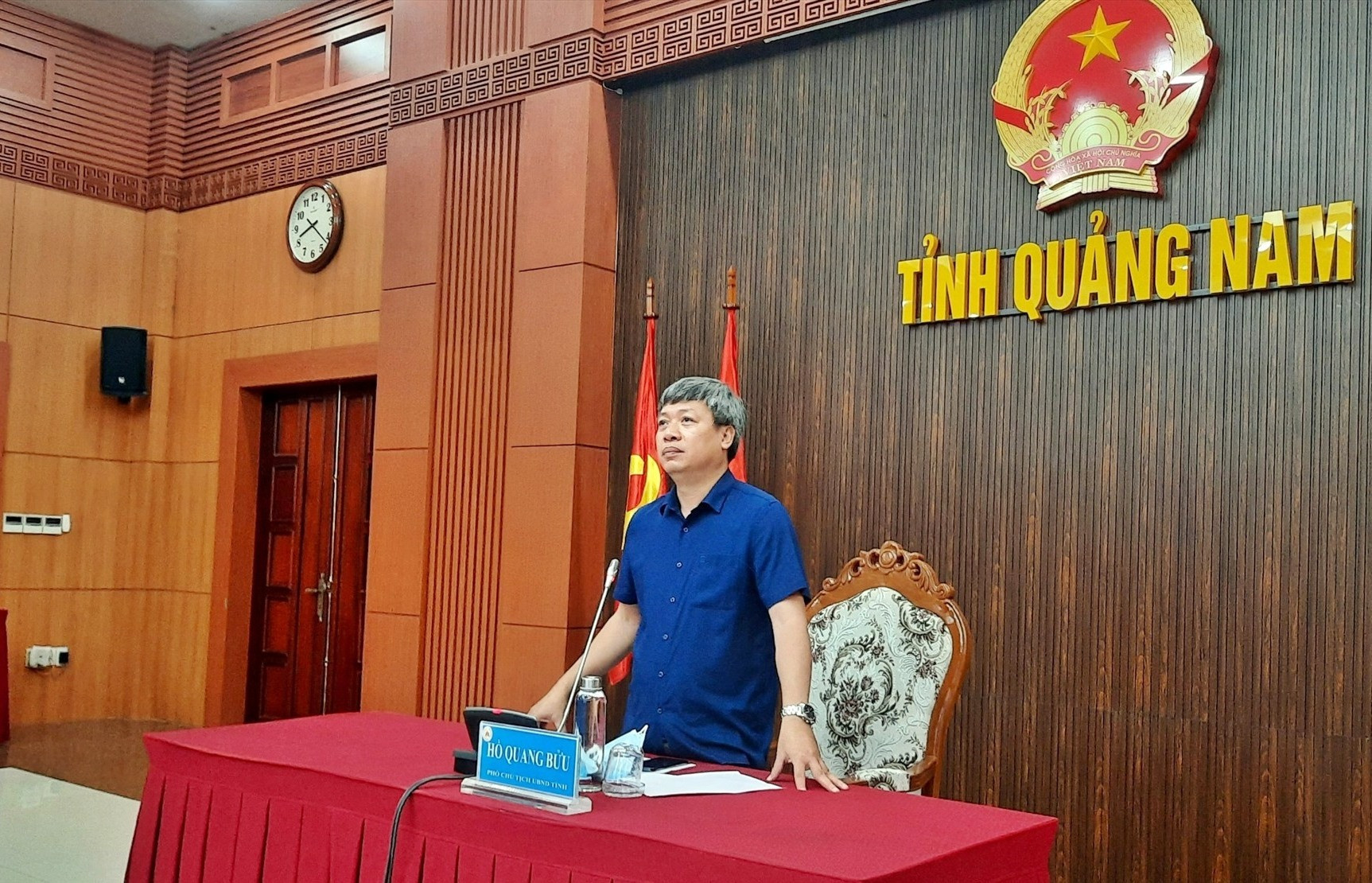 Phó Chủ tịch UBND tỉnh Hồ Quang Bửu phát biểu tại cuộc họp. Ảnh: H.Đ
