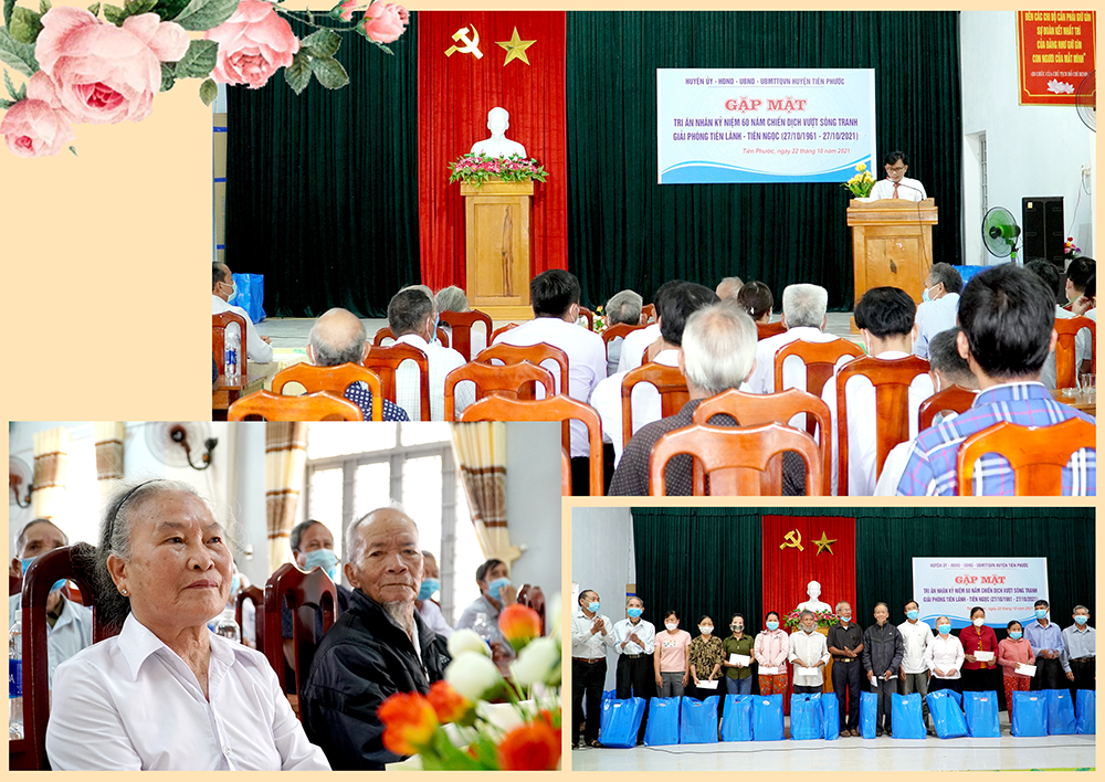 Lễ gặp mặt là dịp để chính quyền, nhân dân huyện Tiên Phước bày tỏ lòng tri ân đối với các nhân chứng, chiến sĩ, thân nhân người có công trong chiến dịch Vượt sông Tranh.