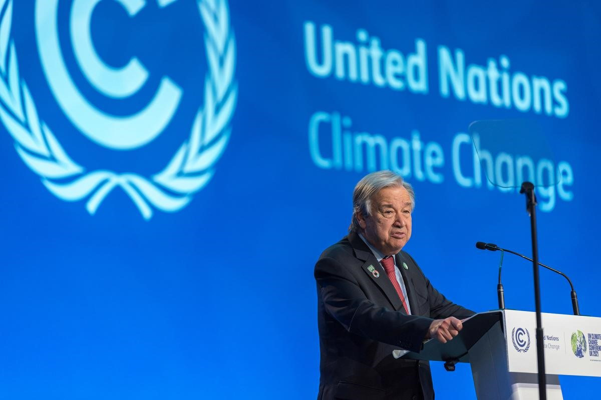 Tổng Thư ký Liên hiệp quốc phát biểu tại hội nghị COP-26. Ảnh: lutheranworld