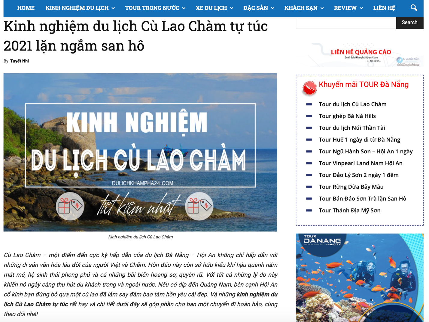 Dulichkhampha24.com chia sẻ kinh nghiệm du lịch Cù Lao Chàm chi tiết nhất