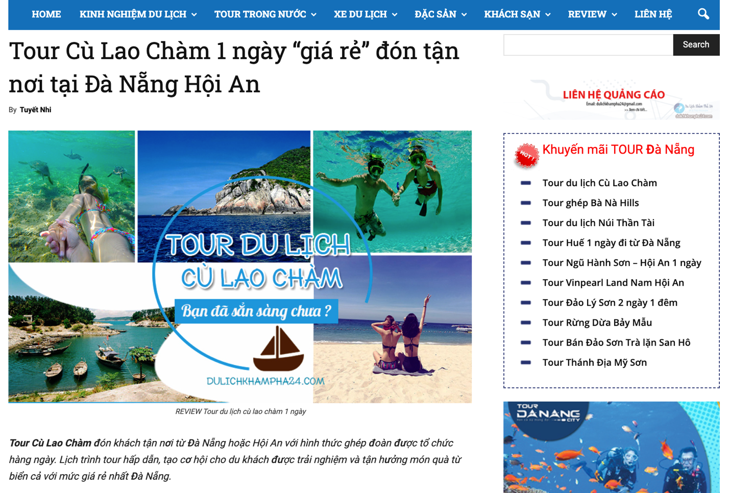 Dulichkhampha24.com cũng gợi ý đơn vị tổ chức tour Cù Lao Chàm uy tín
