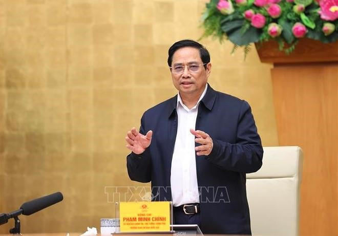 Thủ tướng Phạm Minh Chính phát biểu kết luận cuộc họp. Ảnh: Dương Giang/TTXVN