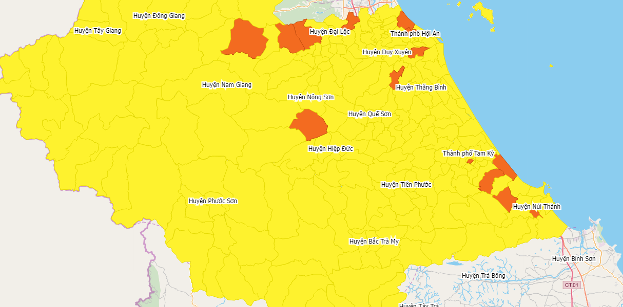 Bản đồ cấp độ dịch tại các địa phương. Chi tiết xem tại: https://capdodich.yte.gov.vn/map