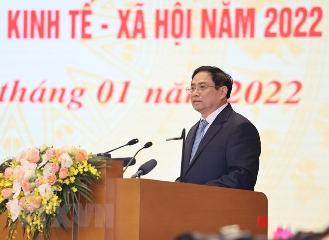 Thủ tướng Phạm Minh Chính phát biểu khai mạc hội nghị. Ảnh: TTXVN