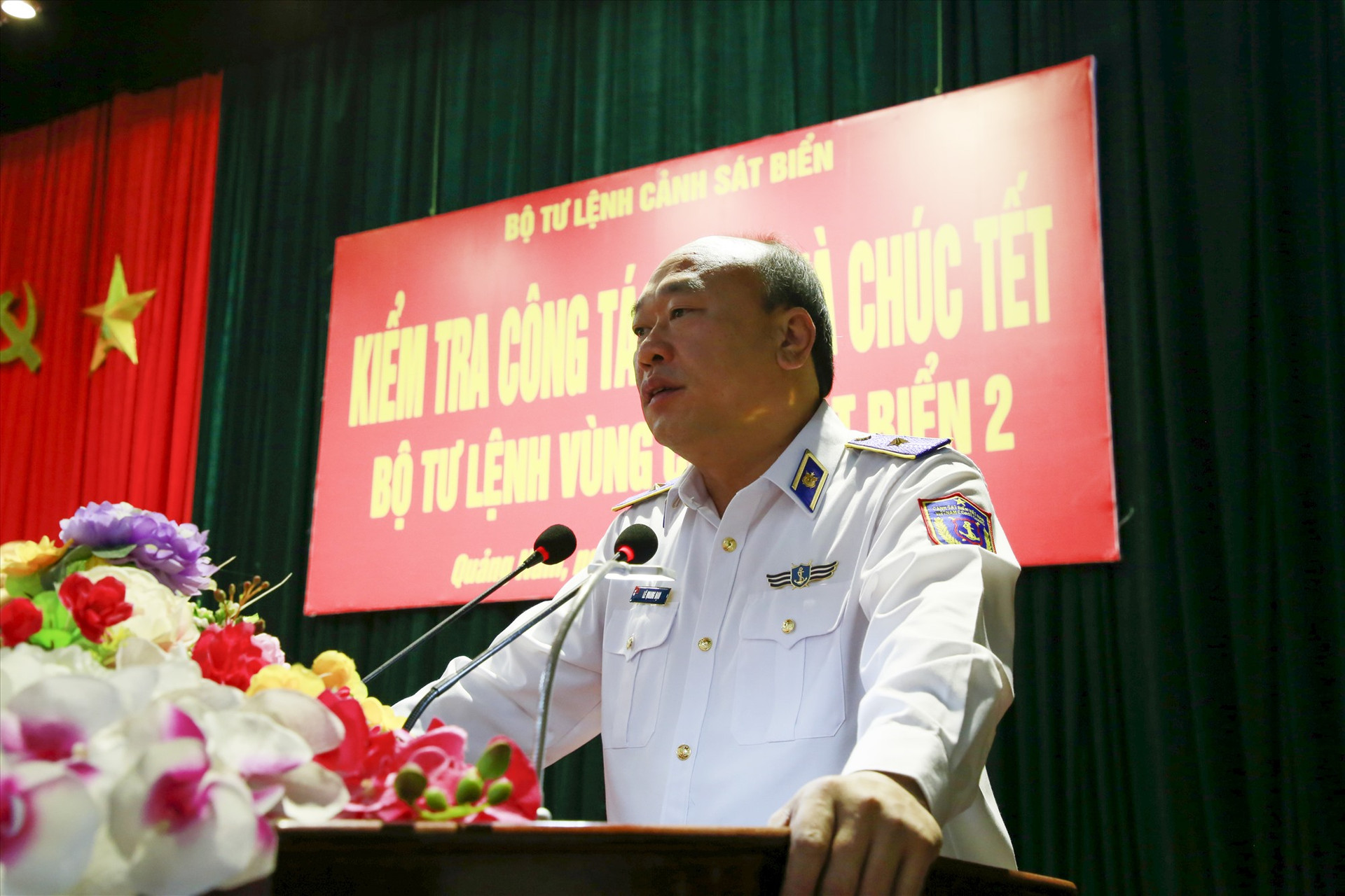 Thiếu tướng Lê Quang Đạo - Tư lệnh Cảnh sát biển Việt Nam phát biểu tại buổi gặp mặt. Ảnh: T.C