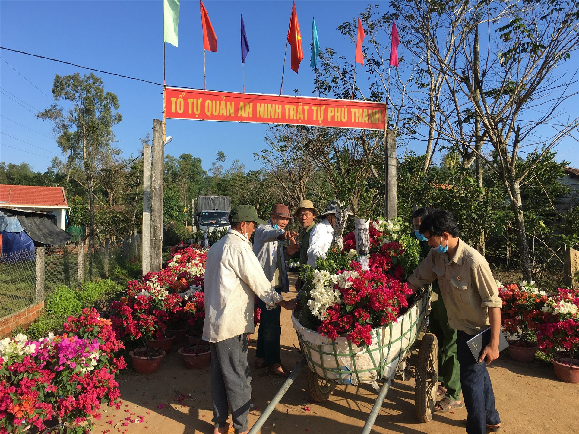 Tuyến đường hoa sẽ làm cho làng quê Phú Văn thêm xanh - sạch - đẹp. Ảnh: C.Đ