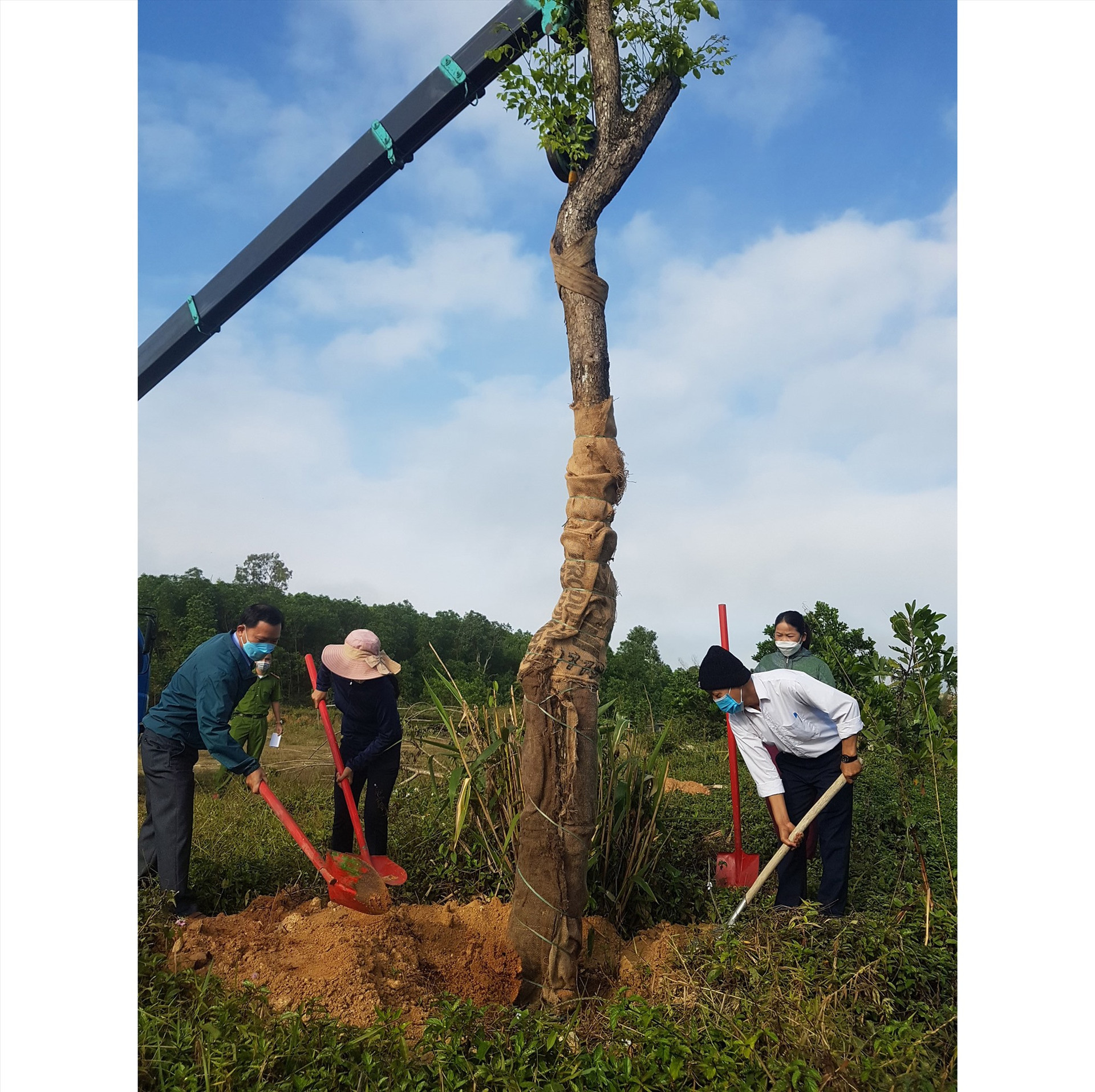 Xã Tiên Phong trồng cây hưởng ứng Tết trồng cây năm 2022. Ảnh: D.L