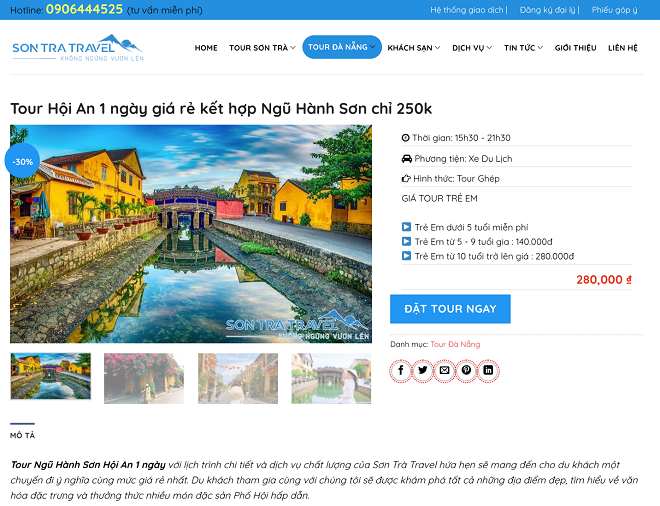 Lịch trình tour đi Hội An xuất phát từ Đà Nẵng của Sơn Trà Travel.