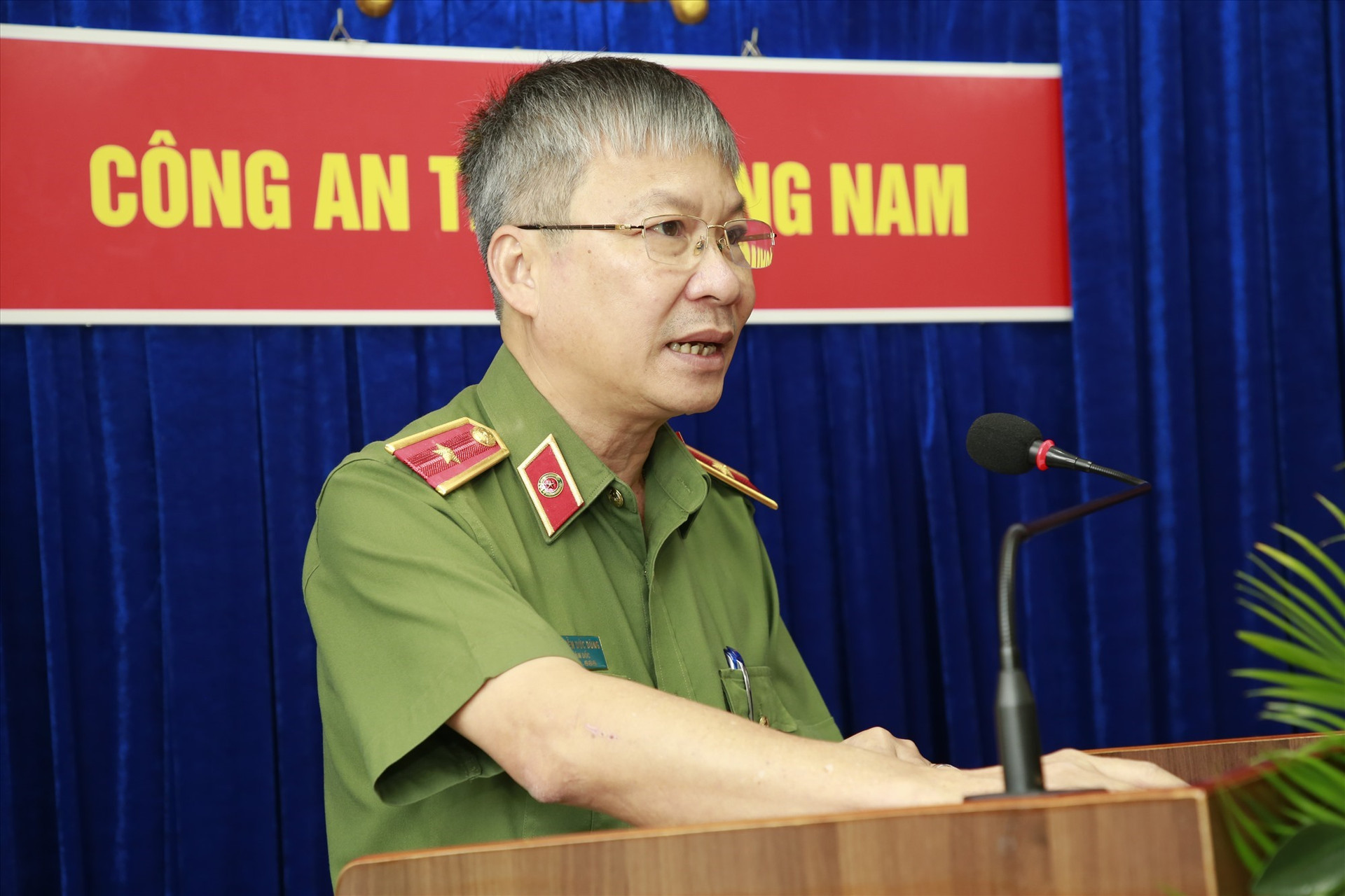 Thiếu tướng Nguyễn Đức Dũng phát biểu khai mạc hội nghị. Ảnh: T.C