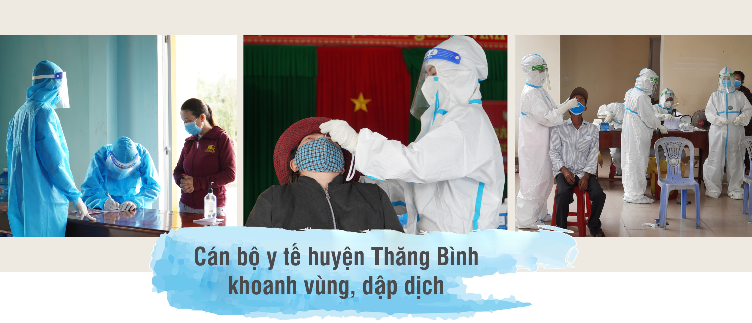 Đội ngũ y tế xã trên địa bàn huyện Thăng Bình khoanh vùng dập dịch. Ảnh: Q.H