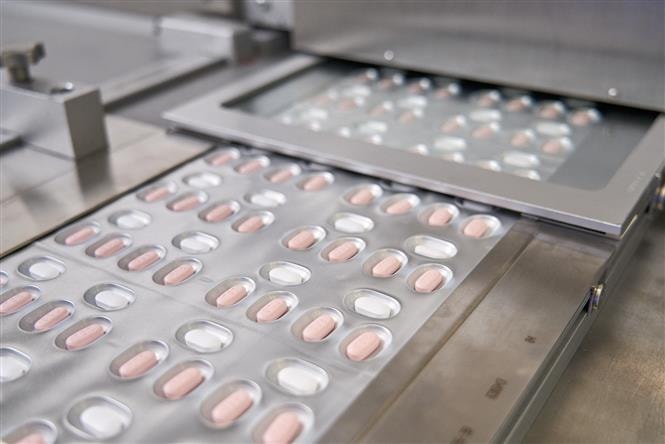 Thuốc Paxlovid điều trị COVID-19 của hãng dược phẩm Pfizer (Mỹ). Ảnh: AFP/TTXVN