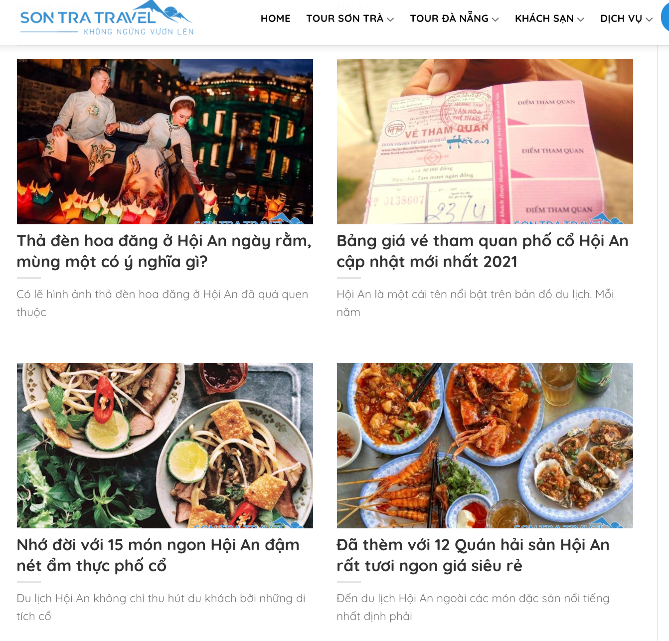 Ngoài tổ chức tour Sơn Trà Travel còn review về tin tức, ẩm thực Hội An