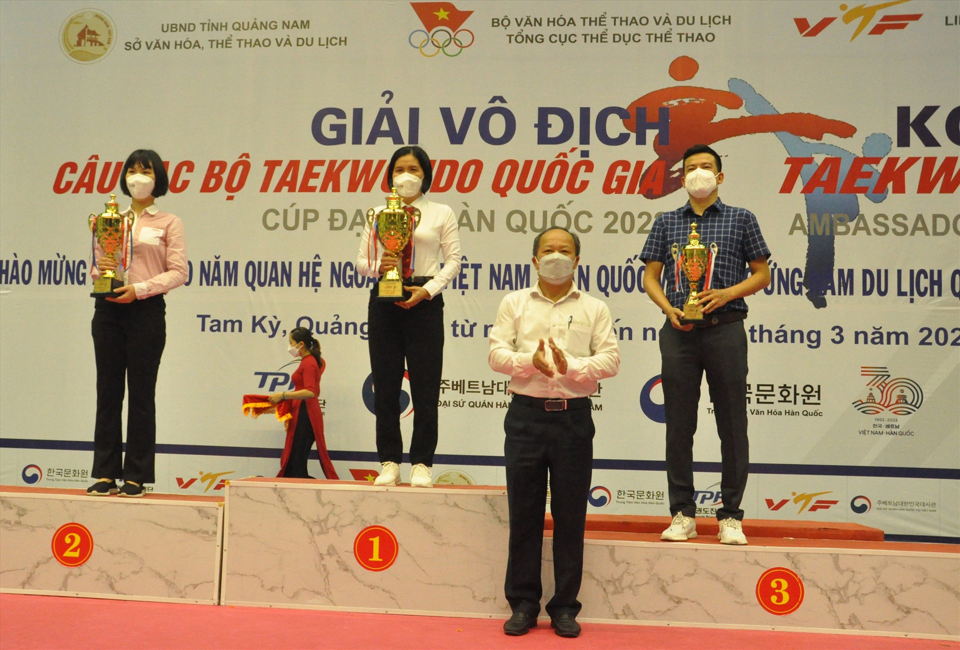 Quảng Nam có một mùa giải thi đấu thành công khi nhận được giải ba toàn đoàn đối kháng nữ. Ảnh: T.V