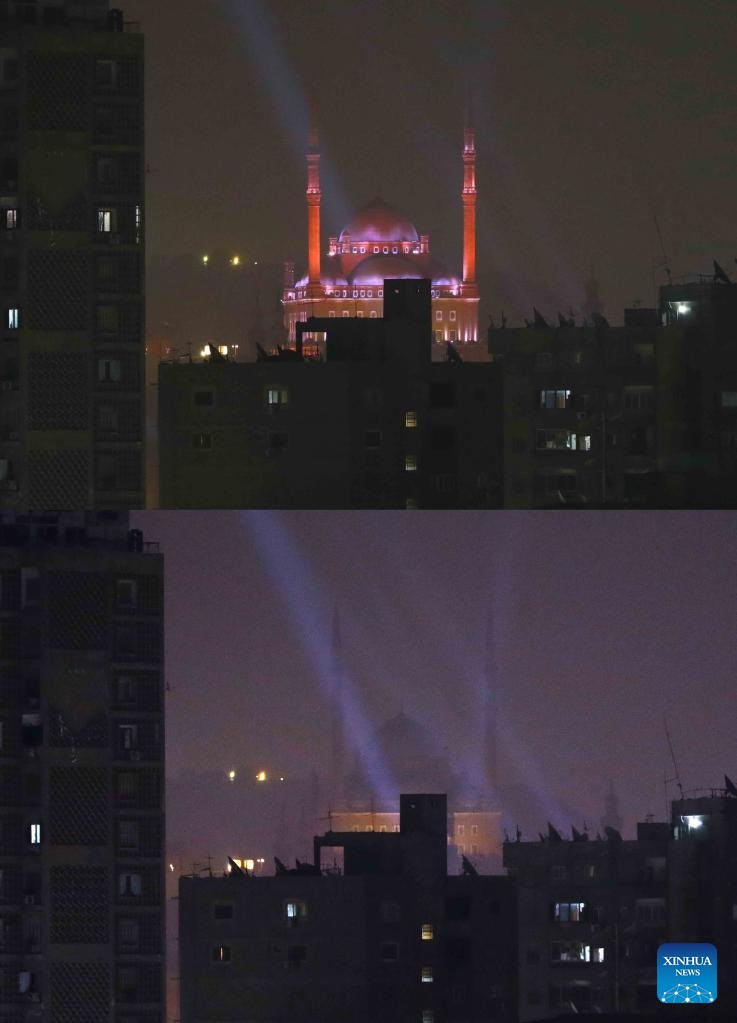 Ai Cập đã đánh dấu toàn cầu hàng năm vào tối thứ Bảy bằng cách tắt đèn của một số địa danh trên khắp đất nước trong 60 phút, bao gồm cả Thành cổ Saladin ở thủ đô Cairo. [Ảnh / Tân Hoa xã]