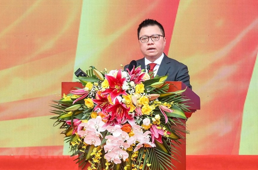 Trong ảnh, ông Lê Quốc Minh, Ủy viên Trung ương Đảng, Phó Trưởng Ban Tuyên giáo Trung ương, Chủ tịch Hội Nhà báo Việt Nam phát biểu