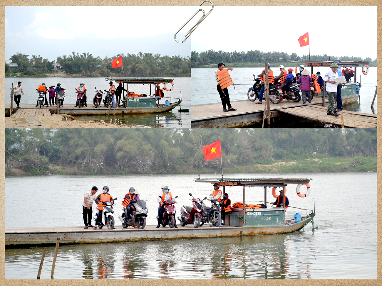 Trên sông Thu Bồn, bến khách ngang sông Duy Tân (Duy Xuyên) hoạt động chở khách qua bờ Đại Lộc.