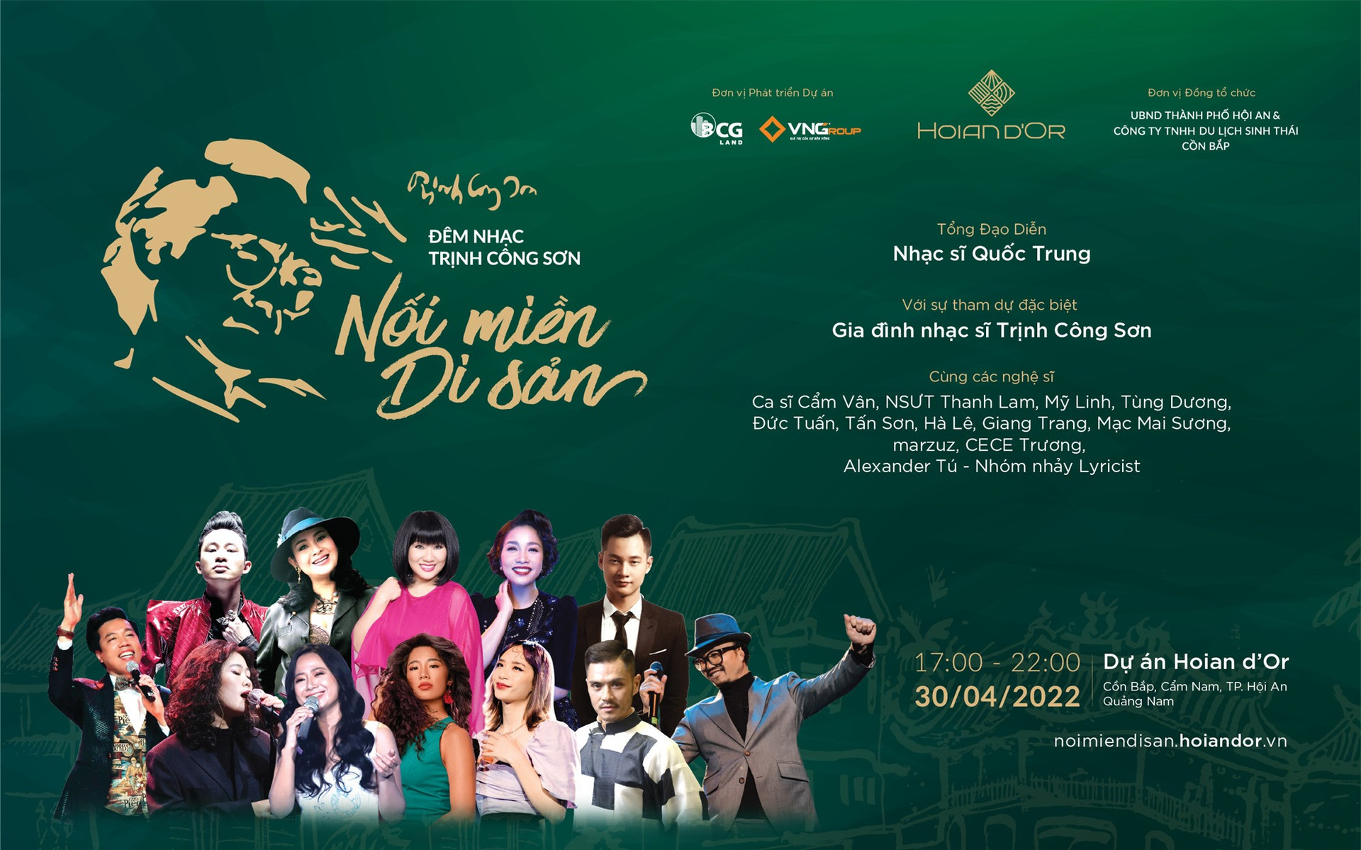 Đêm nhạc Trịnh Công Sơn sẽ diễn ra tối 30.4 tại Khu du lịch Cồn Bắp Hội An
