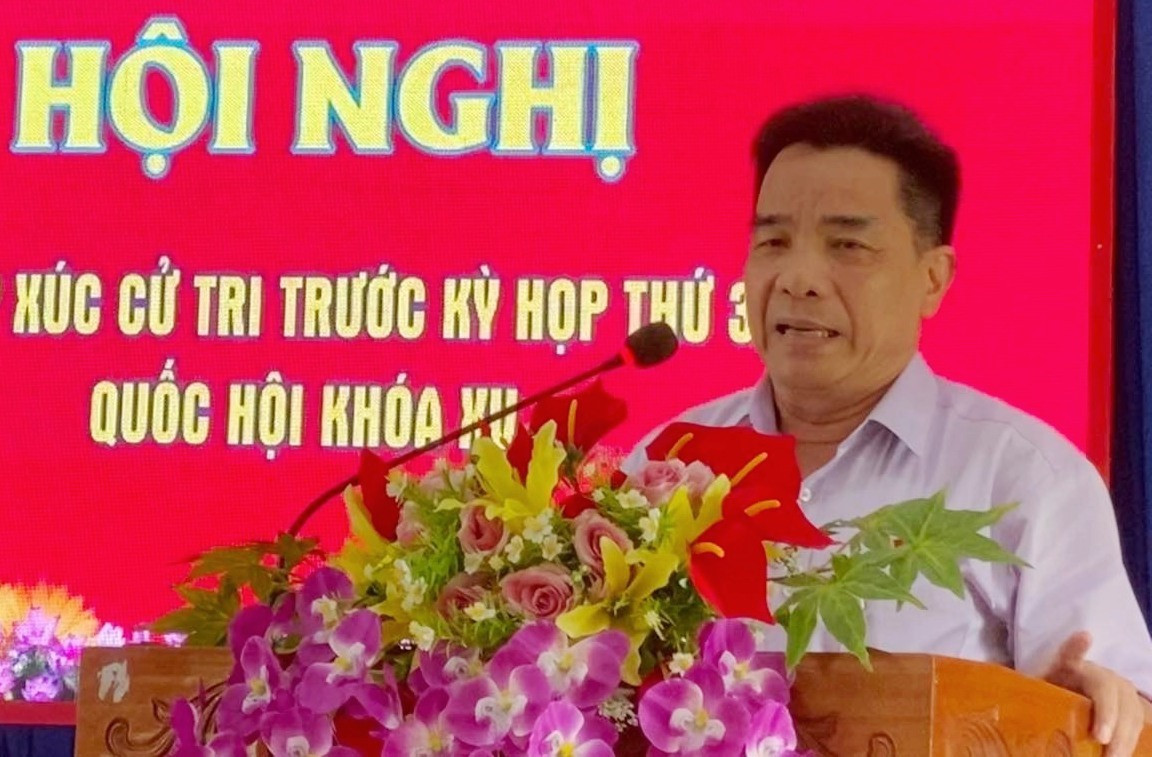 Phó Bí thư Thường trực Tỉnh ủy, Trưởng đoàn đại biểu Quốc hội tỉnh Quảng Nam phát biểu tại hội nghị - Ảnh: K.L