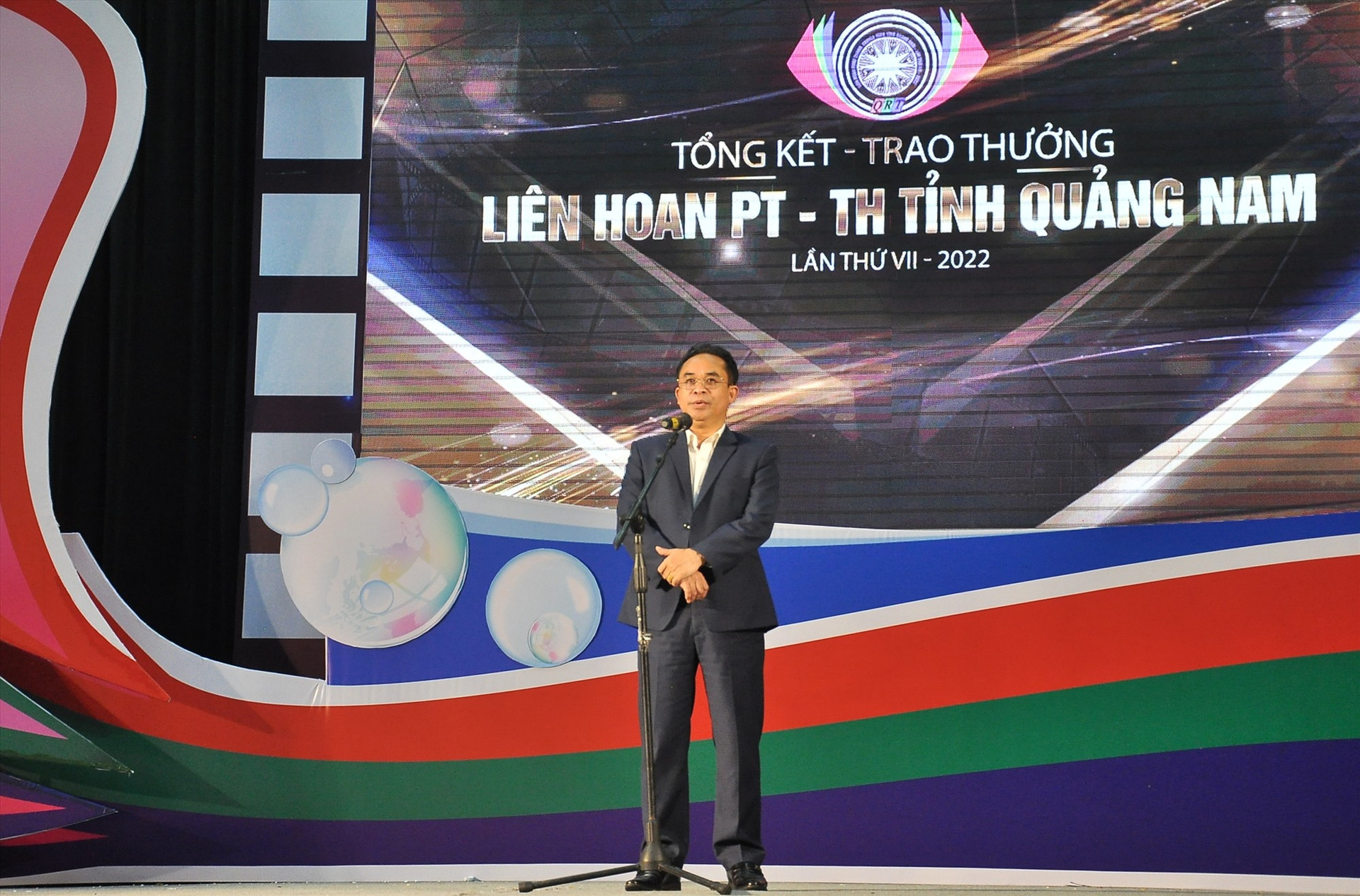 Phó Chủ tịch UBND tỉnh Trần Anh Tuấn phát biểu tại Liên hoan PT-TH tỉnh Quảng Nam lần thứ VII (năm 2022). Ảnh: VINH ANH